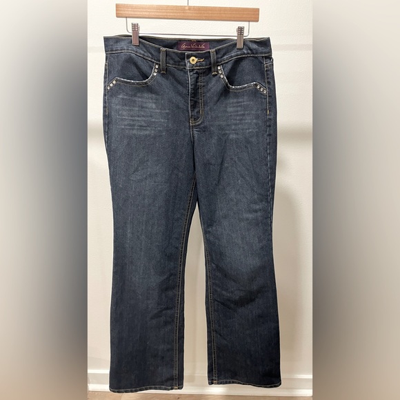 Gloria Vanderbilt Bootcut Jeans Bling Women Size 12 Missy Embellished Pockets - Picture 1 of 11